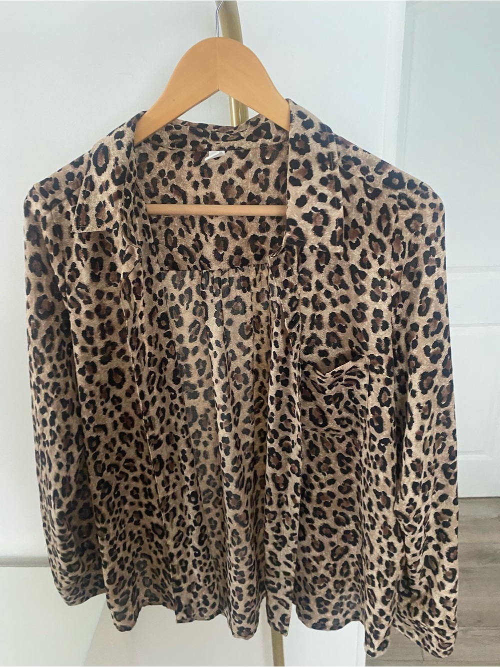 BP Leopard Print Button-Down Shirt in Tan and Black
